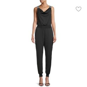 KARL LAGERFELD PARIS Sleeveless Cowlneck Jumpsuit
